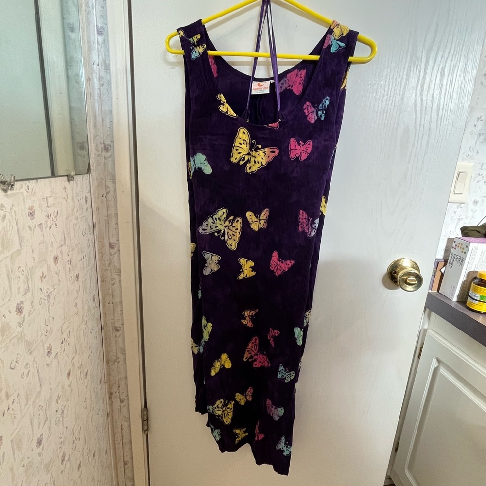 Purple and Yellow Sleeveless Scoop Neck Sundress